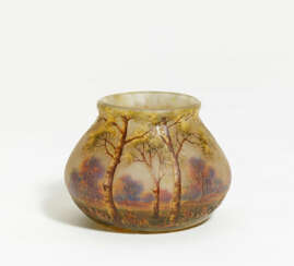 Glass vase with birch forest