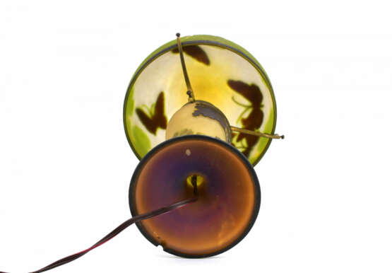 Emile Gallé. Small glass table lamp with forest landscape and butterflies - photo 7