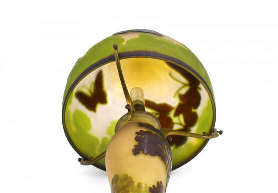 Emile Gallé. Small glass table lamp with forest landscape and butterflies - photo 8