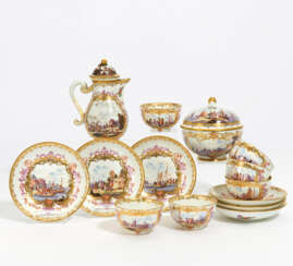 Small porcelain service with merchant navy scenes