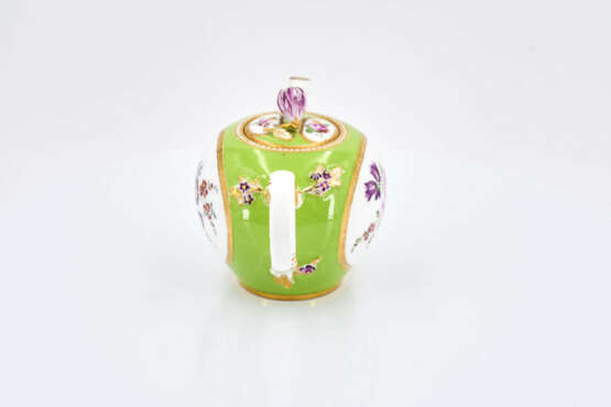 Meissen. Porcelain solitaire with apple green fond and reserves with flowers - Foto 26