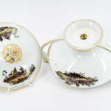 Presumably Meissen. Porcelain tureen, two plates, tile with miner motifs - фото 13