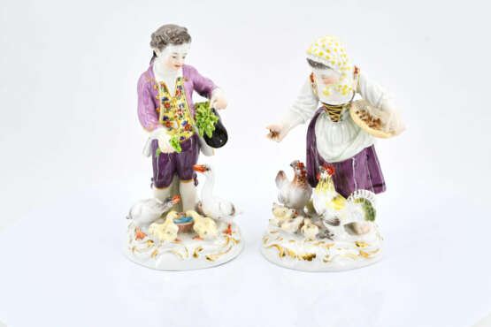 Meissen. Porcelain figurines of girl feeding chicken and boy feeding geese - Foto 7