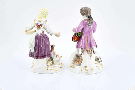 Meissen. Porcelain figurines of girl feeding chicken and boy feeding geese - photo 9