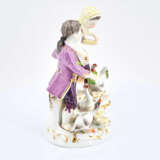 Meissen. Porcelain figurines of girl feeding chicken and boy feeding geese - фото 10