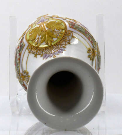 KPM. Small narrow-necked porcelain vase with relief decor - фото 7