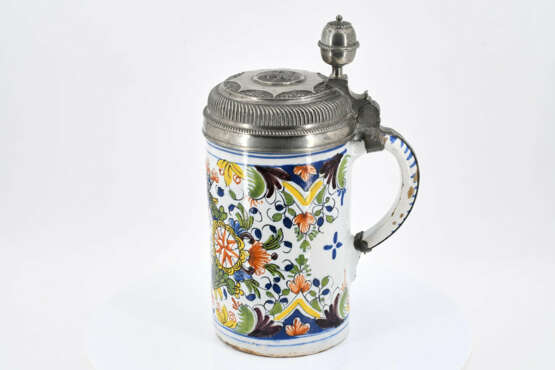 Thüringen. Ceramic and tin tankard with crowned flower cartouche - Foto 5