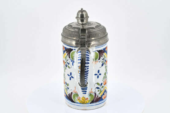 Thüringen. Ceramic and tin tankard with crowned flower cartouche - Foto 6