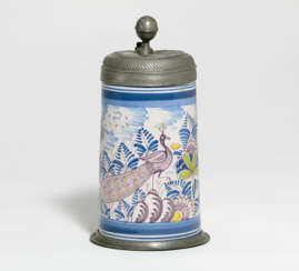 Ceramic tankard with peacock motif