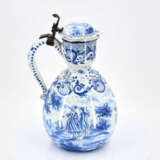 Presumably Germany. Lidded ceramic jug with countryside scenery and coat of arms - photo 2