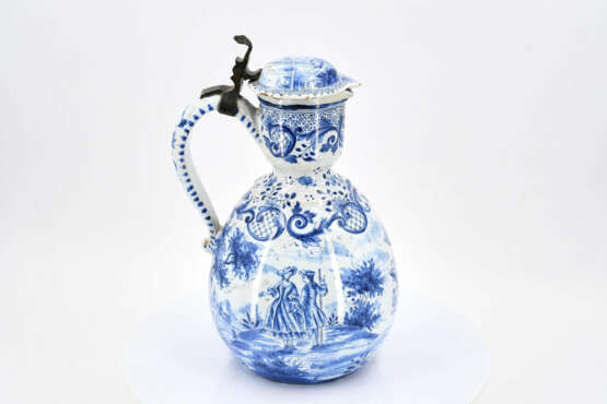 Presumably Germany. Lidded ceramic jug with countryside scenery and coat of arms - фото 2