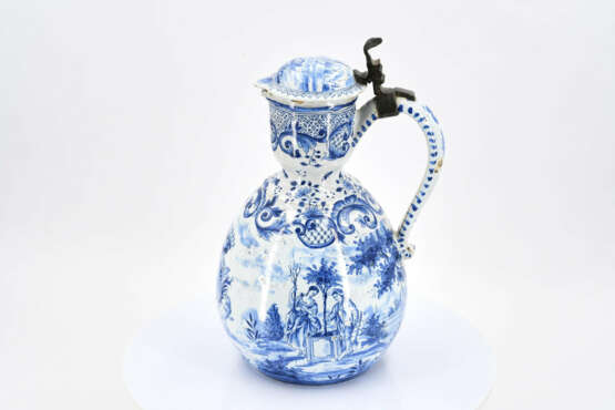 Presumably Germany. Lidded ceramic jug with countryside scenery and coat of arms - photo 4