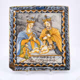 Italy. Ceramic tile with depiction of the "Adoration of Jesus" and donor - photo 2