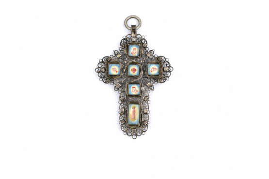 Two silver and mother of pearl crucifixes - Foto 7
