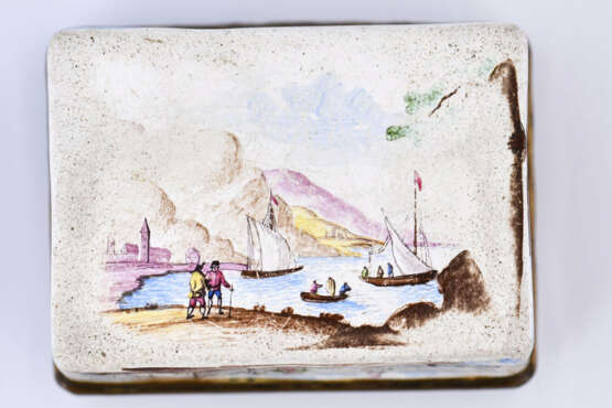 Presumably Augsburg. Enamel and copper snuff box with fine merchant navy scenes - Foto 6