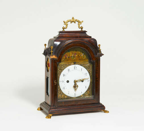South Germany. Wooden rococo commode clock with automaton and gilt appliqués - photo 1