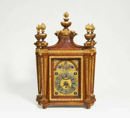 Oakwood classicism commode clock with Bavarian coat of arms