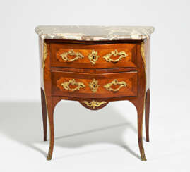 Small tulipwood and mahogany commode Louis XV with marble top