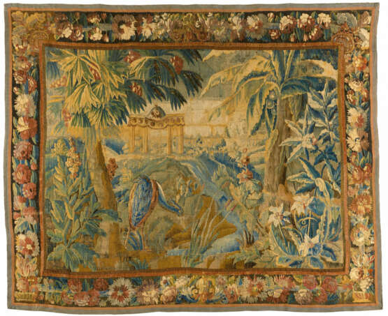 Aubusson. Wool and silk tapestry with exotic landscape - photo 1