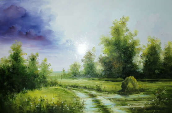 Gemälde „Landschaft“, Hartfaserplatte, Ölfarbe, Realismus, Landschaftsmalerei, Russland, 2021 - Foto 1