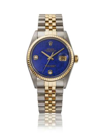 Rolex. ROLEX, STEEL AND GOLD DATE JUST WITH LAPIS LAZULI DIAL, REF. 16013 - фото 1