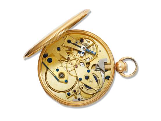 Breguet. BREGUET, 18K GOLD JUMP HOUR A TOC QUARTER REPEATING CYLINDER WATCH WITH GOLD DIAL, SOLD TO LORD LAUDERDALE - Foto 4