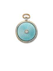 CARTIER, PARIS, LONDRES,18K TWO COLOUR GOLD, ENAMEL AND DIAMOND-SET OPENFACE KEYLESS LEVER PENDANT WATCH