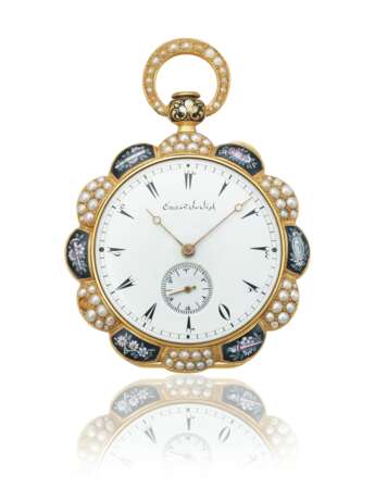 BLONDEL & MELLY, 18K GOLD, ENAMEL AND PEARL-SET OPENFACE CYLINDER WATCH, MADE FOR THE TURKISH MARKET - photo 2