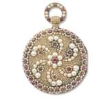 ATTRIBUTEDTO MOULINIÉ, BAUTTE & MOYNIER,18K GOLD, RUBY AND PEARL-SET OPENFACE CYLINDER WATCH, MADE FOR THE CHINESE MARKET - photo 1