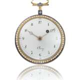 CLARY, 18K GOLD, ENAMEL AND PEARL-SET OPENFACE WATCH, ENAMEL SCENE IN THE MANNER OF LISSIGNOL - фото 2