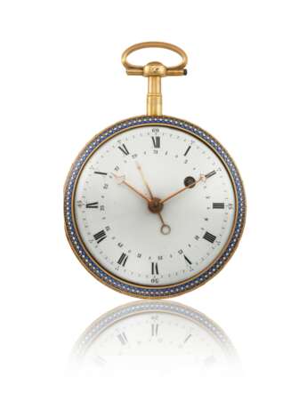JAQUET DROZ ET LESCHOT, 18K GOLD, ENAMEL AND PEARL-SET OPENFACE VERGE WATCH WITH DATE - photo 2