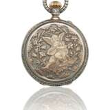 Patek Philippe. PATEK PHILIPPE, SILVER AND 14K GOLD PLATED HUNTER CASE KEYLESS CYLINDER POCKET WATCH - фото 1