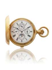 HAUSMANN & CO., GOLD HUNTER CASE GRANDE SONNERIE MINUTE REPEATING CARILLON PERPETUAL CALENDAR WATCH, SOLD TO PRINCE URBANO SACCHETTI