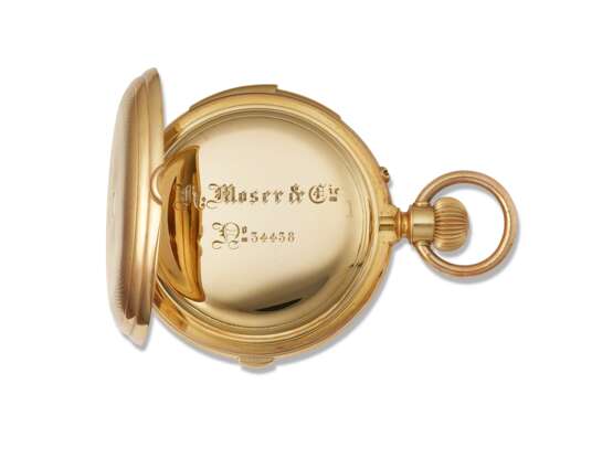 Moser, Henry. HENRY MOSER, 18K GOLD HUNTER CASE TWO TRAIN MINUTE REPEATING INDEPENDENT DEAD BEAT SECONDS KEYLESS LEVER WATCH, MADE FOR THE RUSSIAN MARKET - photo 2