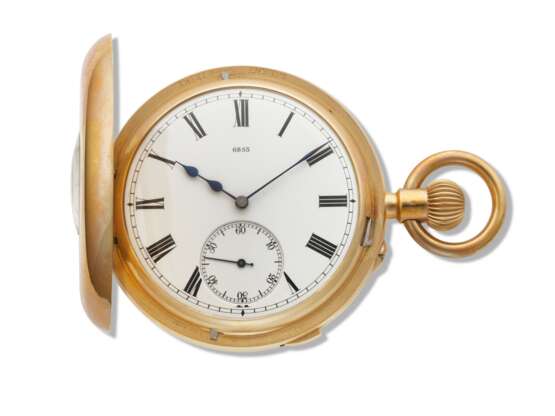 ARMY & NAVY COOPERATIVE SOCIETY LTD., 18K GOLD HALF HUNTER CASE KEYLESS LEVER TWO TRAIN MINUTE REPEATING GRANDE ET PETITE SONNERIE CLOCK WATCH - Foto 3