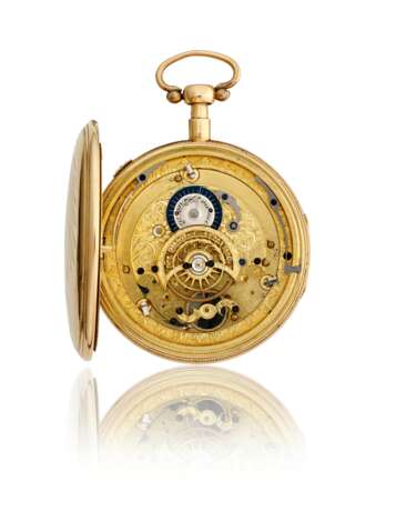SWISS, 18K GOLD OPENFACE CARILLON QUARTER REPEATING ON GONGS KEYWOUND WATCH - фото 3