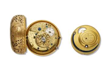 THOMAS MUDGE & WILLIAM DUTTON, 18K GOLD OPENFACE QUARTER REPEATING PAIR CASED KEYWOUND VERGE WATCH