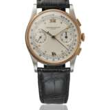 VACHERON CONSTANTIN. A VERY RARE AND HIGHLY ATTRACTIVE STAINLESS STEEL AND 18K PINK GOLD CHRONOGRAPH WRISTWATCH - Foto 1