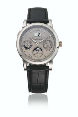 A. LANGE & S&#214;HNE. AN ELEGANT PLATINUM AUTOMATIC PERPETUAL CALENDAR WRISTWATCH WITH MOON PHASES, LEAP YEAR INDICATION, DATE AND ZERO-RESET FUNCTION - photo 1