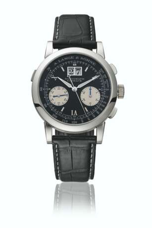 A. LANGE & S&#214;HNE. A RARE PLATINUM FLYBACK CHRONOGRAPH WRISTWATCH WITH OVERSIZED DATE AND BOX - photo 1