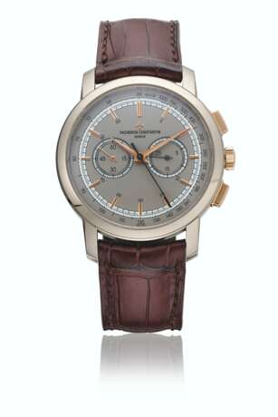 VACHERON CONSTANTIN. A HIGHLY ATTRACTIVE 18K WHITE GOLD AND PINK GOLD CHRONOGRAPH WRISTWATCH WITH GUARANTEE AND BOX - Foto 1