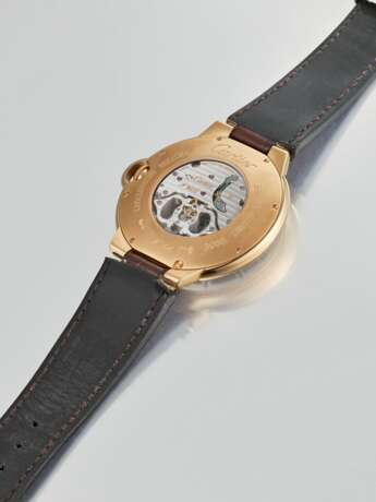 CARTIER. A RARE 18K PINK GOLD FLYING TOURBILLON WRISTWATCH WITH CERTIFICATES AND BOX - photo 2