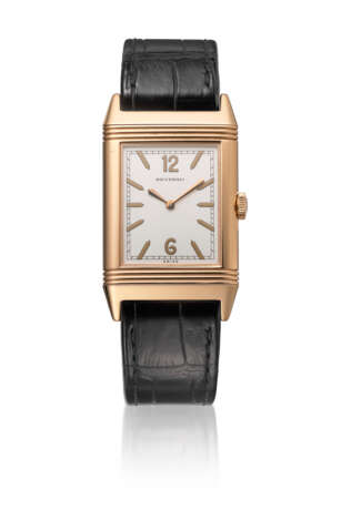 JAEGER-LECOULTRE. AN 18K PINK GOLD LIMITED EDITION ULTRA-THIN REVERSO WRISTWATCH WITH CERTIFICATE AND BOX - photo 1