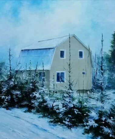 Painting “Favorite cottage”, Fiberboard, Oil paint, Realist, Landscape painting, Russia, 2021 - photo 1