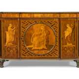 A GEORGE III ORMOLU-MOUNTED MAHOGANY, AMARANTH, HAREWOOD, MARQUETRY AND PARQUETRY BREAKFRONT CABINET - photo 3