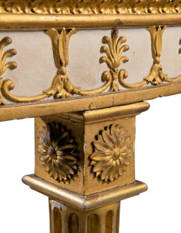A PAIR OF GEORGE III PARCEL-GILT AND WHITE-PAINTED DEMI-LUNE SIDE TABLES - фото 2