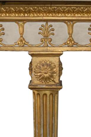 A PAIR OF GEORGE III PARCEL-GILT AND WHITE-PAINTED DEMI-LUNE SIDE TABLES - photo 3