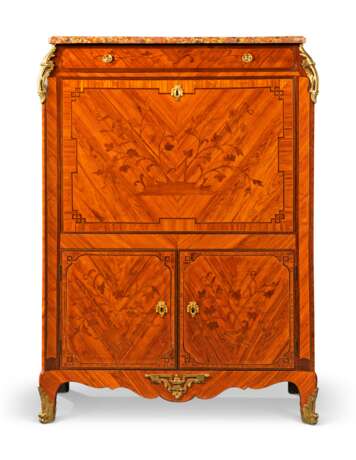 A LATE LOUIS XV ORMOLU-MOUNTED AMARANTH, TULIPWOOD, FRUITWOOD AND MARQUETRY SECRETAIRE A ABATTANT - фото 1