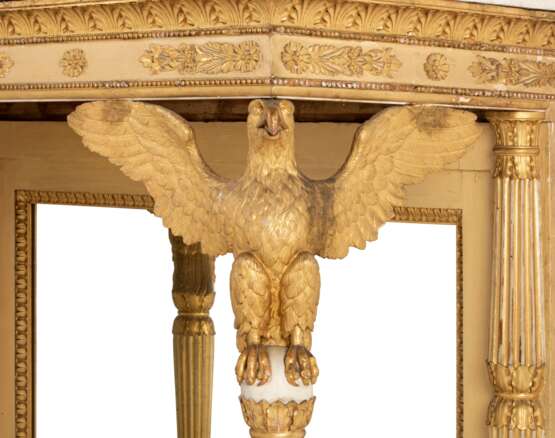 A PAIR OF NORTH ITALIAN EMPIRE GILTWOOD, CREAM AND WHITE-PAINTED AND SIMULATED MARBLE CONSOLE TABLES - photo 2