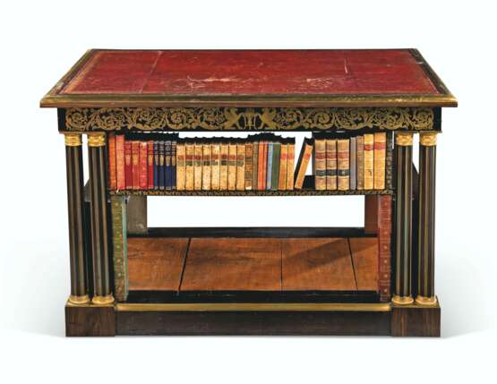 A GEORGE IV ORMOLU AND BRASS-MOUNTED, BRASS-INLAID `BOULLE` MARQUETRY AND EBONY LIBRARY FOLIO TABLE - фото 2